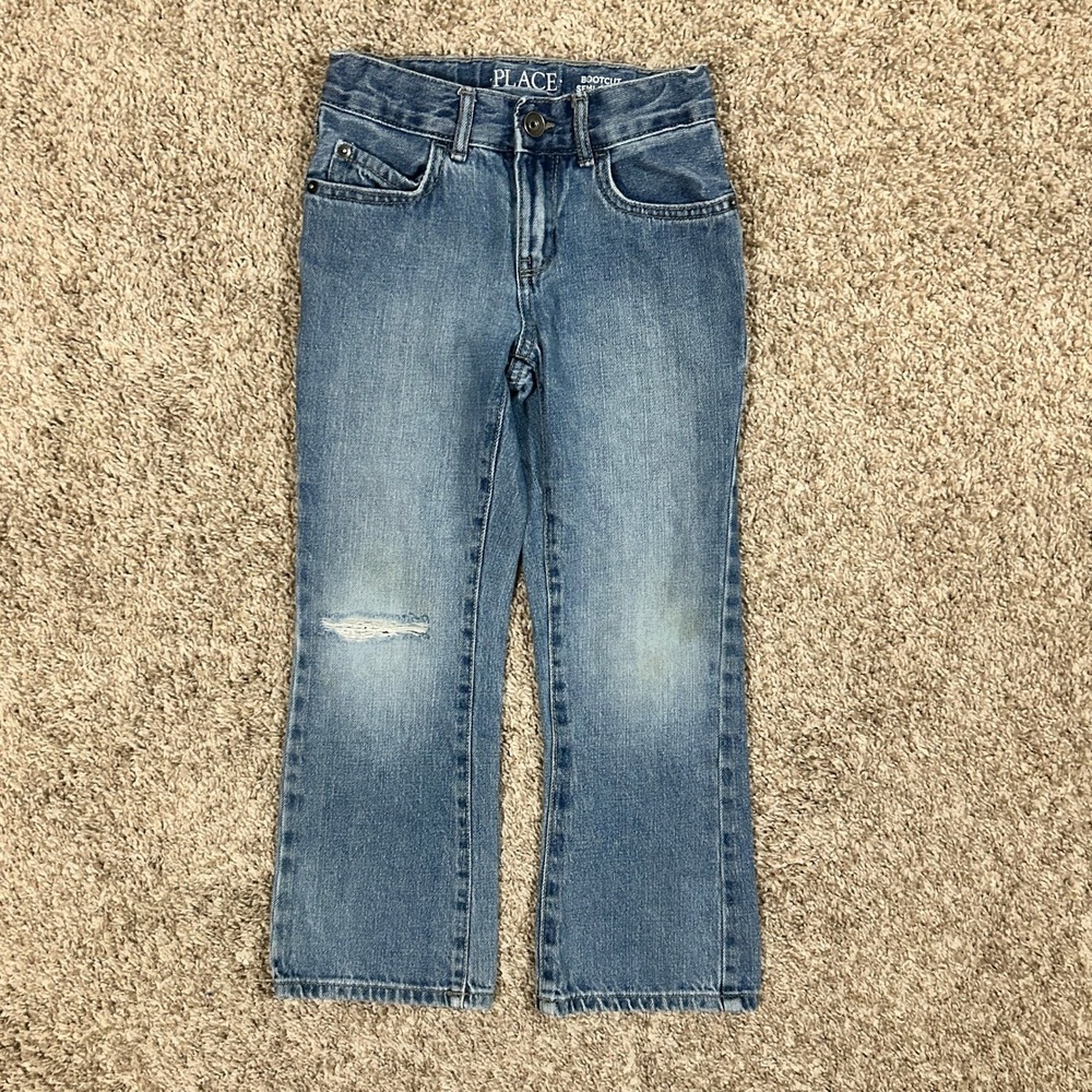 The Childrens Place I Medium Wash Bootcut‎ Jeans with Adjustable Waist I Size 6
